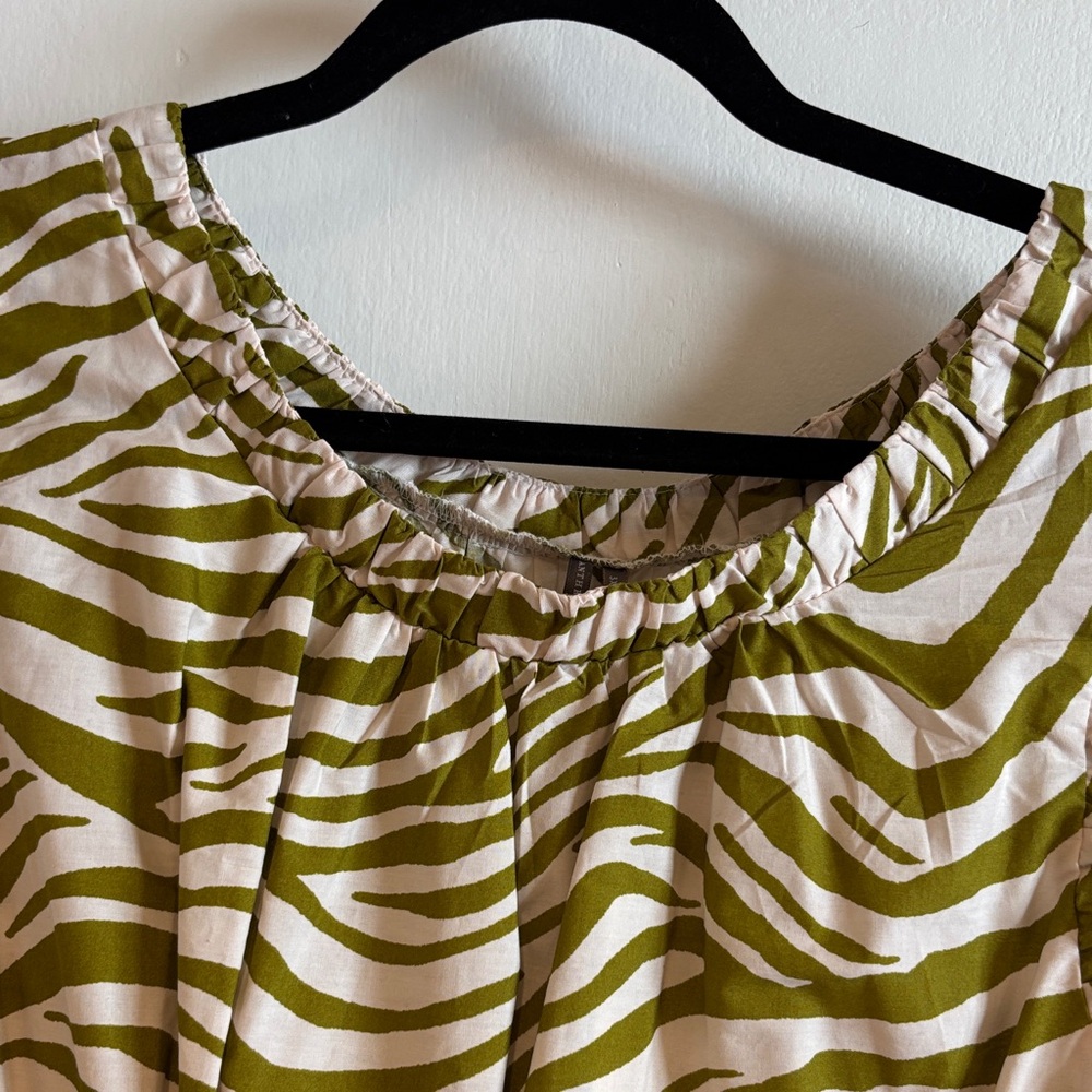 Anthropologie Green and Cream Zebra Print Sleeveless Dress 3X - Picture 4 of 13